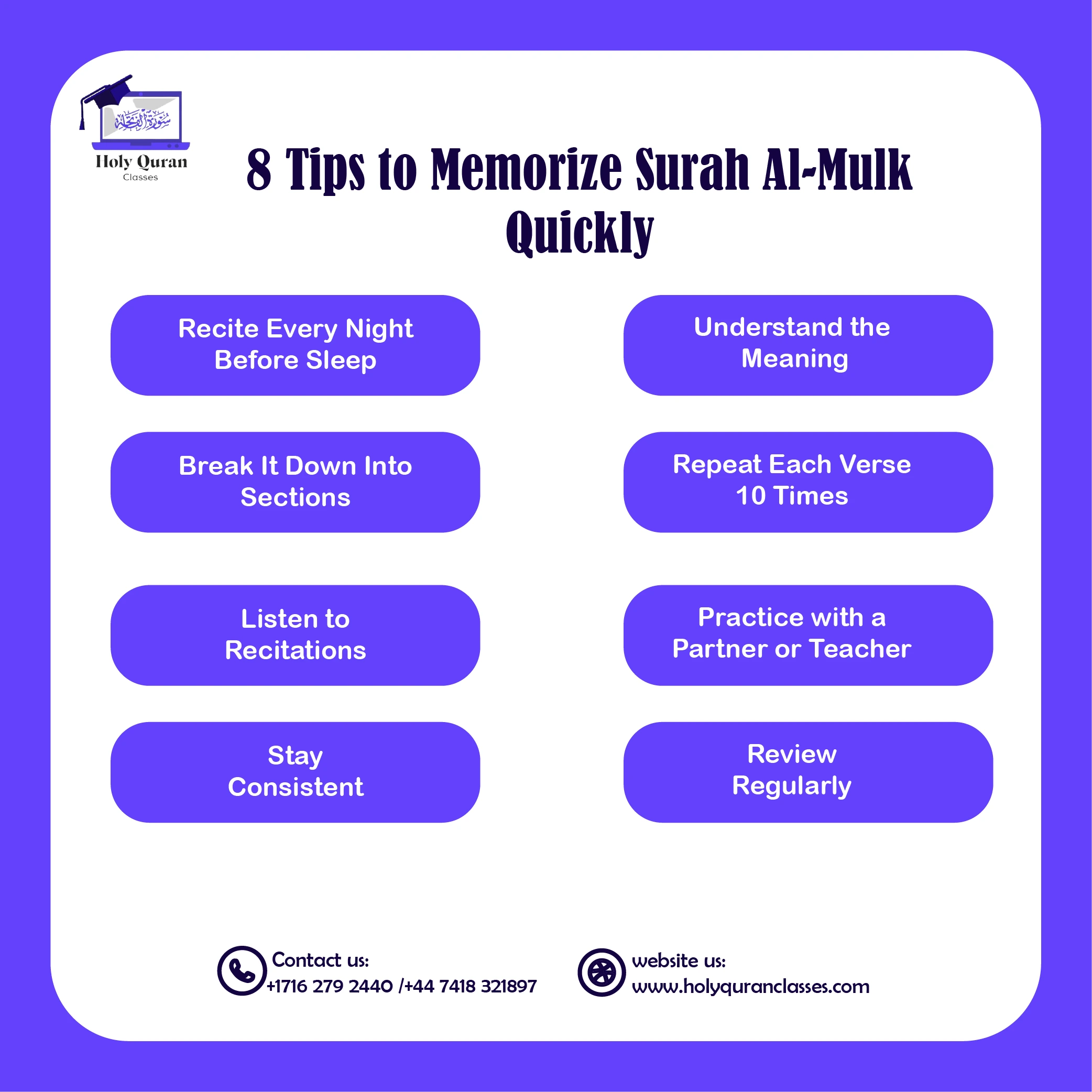 8 tips to memorize surah mulk
